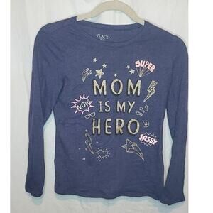 Girls' Blue MOM IS MY HERO Long Sleeve Shirt Top Size XL
